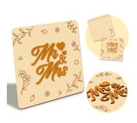 WADORN Carte de vœux en bois, Cartes Commémoratives en Bois avec Monsieur. et Mme Word, Carte en Bois Faite à la Main de 13x13cm, Cartes Commémoratives Carrées en Bois pour Anniversaire de Mariage