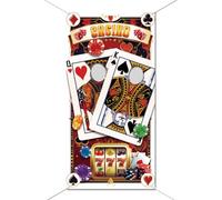 WADORN Casino Thème Accessoire Porte Photo Fête Bannière, Poker Photo Fond Toile Accessoires Carnaval Casino Fournitures Bannière Décor pour Jeu Fête d'anniversaire Photo Décor, 180x90cm
