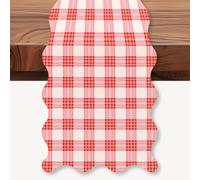 WADORN Chemin de Table à Carreaux Buffalo Rouge et Blanc, Chemin de Table Festonné à Carreaux Rouges et Blancs Décoration de Cuisine Rustique Classique de 183x33cm pour Fêtes de Fin D'Année Noël