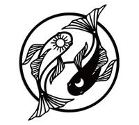 WADORN Décoration Murale en Métal - Design Abstrait Yin Yang Poisson Koi pour Maison, Bureau, Salon, Salle de Yoga, Salle de Bain, Ferme - 30x26cm