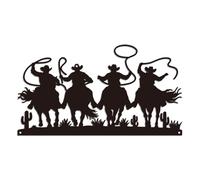 WADORN Décoration Murale en Métal Motif Cowboy Western, 38x21cm Sculpture Murale Vintage en Métal Cowboy Cheval Noir Décoration à Suspendre pour Bureau Maison Salon Chambre à Coucher Salle de Bain
