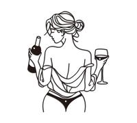 WADORN Décoration Murale en Métal pour Corps Féminin, Sculptures Murales de Conception de Ligne Moderne Abstraite Noire Décor Féminin avec Verre de Vin Ligne Minimaliste Décor Artistique Mural