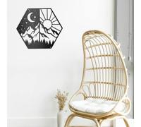 WADORN Décoration Murale en Métal Représentant la Lune le Soleil et Montagne, Décoration Murale en Métal et Fer pour Forêt de Montagne Panneaux Décoratifs à Suspendre pour Maison, 10.31x11.81 pouce
