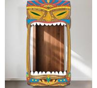 WADORN Décorations de Fête de Totem Tiki Toile de Fond, 270x140cm Bannière de Porte Tropicale Hawaii Luau Arrière Plan de Photographie Hawaïenne Estivale pour Décors de Photomatons d'anniversaire