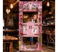WADORN Décors Sur le Thème du Far West Bannière de Fond Rose Western de 180x90cm pour une Fête D'Anniversaire de Fille Cadre Photo « West Wanted » Accessoires pour Jeux et Fêtes D'Anniversaire