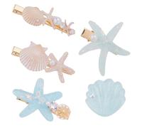 WADORN Ensemble de Pinces à Cheveux D'Étoile de Mer et Perles, Barrettes D'Alligator Étoile de Mer Scintillante Support de Queue de Cheval en Coquillage Accessoires Cheveux de Sirène pour Mariage