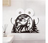 WADORN Étagère Porte Papier Toilette Wolf, Rangement Mural de Papier Toilette pour 8 Rouleau Supplémentaire Toilette en Métal d'animal Porte Rouleau de Papier pour Salle de Bain