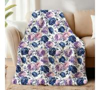 WADORN Fleurs Violettes Jeter Couverture, couvertures Florales décoratives Cadeaux pour Toutes Saisons Accent Fleur Flou Flanelle Douce pour Chambre Maison Vacances canapé lit canapé, 130x150cm