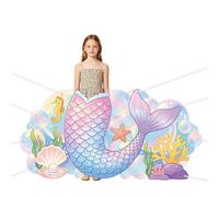 WADORN Fond d'Écran Décoratif de Queue de Sirène, 101x200cm Bannière de Fête sur Le Thème de la Sirène Océan Grand Fond Photographique Accessoires de Photobooth pour Décor de Fête Intérieur Extérieur