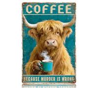 WADORN Highland vache café Vintage métal étain signe, 20x30cm café parce que le meurtre est faux drôle étain signe nostalgique métal rétro plaque d'art pour maison cuisine coin pub club