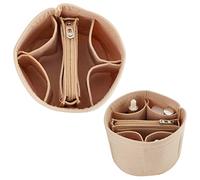 WADORN Insert D'Organisateur de Sac à Main en Feutre, Doublure D'Insertion de Sac à Main pour LV Cannes Organisateur de Sac Seau Rond en Forme D'Insertion pour Sac de Maquillage Seau, Beige