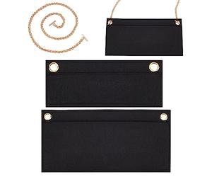WADORN Kit de Conversion D'Insertion D'Organisateur de Sac à Main Taille 2 avec Chaîne en Or, Feutre Sac à Main Organisateur Insérer Poche Enveloppe Sac Conversion pour Kirigami Pochette, Noir
