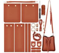 WADORN Kit de Couture de Sac Seau en Similicuir DIY, Ensemble de Fabrication de Sacs Fourre Tout pour Femmes Sac à Bandoulière en Similicuir Accessoires de Fabrication de Matériel, 22x20x10cm, Brun