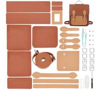 WADORN Kit de Fabrication de Sac à Dos en Cuir PU DIY, Sac à Bandoulière en Cuir, Kit Complet de Couture Motif en Cuir Fait à la Main Couture de Tous les Matériaux, Kit D'Artisanat du Cuir, Brun Foncé