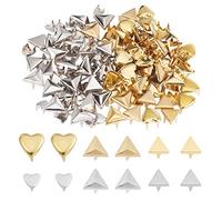WADORN Lot de 120 rivets en métal, 6 styles, clous triangulaires, pyramides, en forme de cœur, rivets décoratifs en cuir, pour travaux manuels, vêtements, ceintures, sacs, chaussures, bijoux, décorations