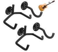 WADORN Lot de 2 supports muraux pour guitare, acoustique/électrique/classique, support mural horizontal pour ukulélé, guitares hawaïennes, support noir, support pour basse, crochet avec vis pour