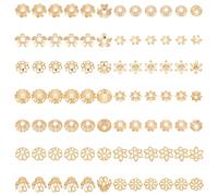 WADORN Lot de 24 embouts de Perles D'Espacement en Laiton Plaqué Or 90 carat, 15 styles en Filigrane Floral pour Boucles D'Oreilles Bracelets Colliers Bijoux Artisanaux Ornements Pendentifs