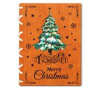 WADORN Noël Sapin Vœux Bois Carte, Cartes de Vœux de Noël en Bois Faites à la Main pour Mari Femme Elle Lui Parents Amis Carte Cadeau de Vœux Romantique pour Noël Jour Cartes Vacances