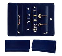 WADORN Organisateur de Bijoux de Voyage, Velours Pliable Bijoux Rouleau Sac Rectangle Bijoux Pochettes de Rangement Éclair Bracelets Colliers Boucles D'Oreilles Bagues Titulaire, 22x2.8x10 cm