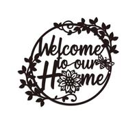 WADORN Panneau de Bienvenue Chez Nous, Décoration Murale en Métal Panneau Mural Inscription Tournesol Bienvenue Décoration Murale pour Porte D'Entrée Maison Ferme 30x26.5cm