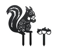 WADORN Piquets de jardin décoratifs en forme d'écureuil et noisette, piquets en métal, statues d'écureuil en métal, cadeaux pour les amoureux, décoration de cour, décoration extérieure pour cour et