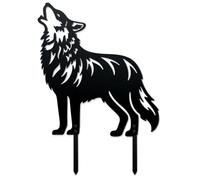 WADORN Piquets de Jardin Décoratifs en Métal de Loup Hurlant, Statues D'Extérieur de Jardin de Loup Silhouette Piquets de Jardin d'animaux Sauvages en Métal pour Pelouse Jardin Patio