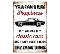 WADORN Plaque en Métal Vintage Cars Garage, 20x30cm Vous Ne Pouvez Pas Acheter Bonheur Mais Vous Pouvez Acheter des Voitures Classiques Affiche en Métal Plaque pour Maison Garage Arrière Cour Cave