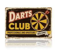 WADORN Plaque en Métal Vintage Darts Club, 20x30cm Panneau de Bienvenue Rétro de Professionnels et Amateurs Décoration Murale Amusante du Club de Fléchettes Cadeau pour Homme Cave Garage Bar Café Pub