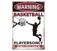 WADORN Plaque en Métal Vintage de Joueur de Basket Ball, 20x30cm Plaque Murale Humoristique en Étain Style Rétro avec Avertissement 'Joueurs de Basket Uniquement' les Autres Seront Rayés