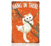 WADORN Plaque en Métal Vintage Hang In There Cat, 30x20cm Plaque Décorative Murale Rétro Représentant des Chats Mignons pour Restaurant Garage Bar Café Pub Animalerie