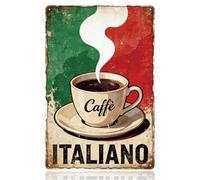 WADORN Plaque en Métal Vintage Italiano Caffe, 30x20cm Plaque Décorative Rétro de Café Italien Décoration Amusante pour Amateur de Café pour Pub Bar Boutique Maison Caverne D'Homme Affiche Murale