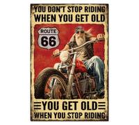 WADORN Plaque en Métal Vintage pour Motards Plaque Murale Rétro en Étain « You Don'T Stop Riding When You Get Old » à Suspendre pour Garage Caverne D'Homme 30x20cm