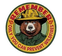WADORN Plaque en Métal Vintage Smokey Bear, 28x28cm Plaque Ronde en Métal 'N'Oubliez Pas Que Vous Seul Pouvez Prévenir les Incendies de Forêt' pour Restaurant Pub Cabine en Plein Air