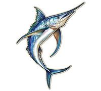 WADORN Plaque Métallique Rétro Pêche au Marlin Bleu, 28x35.1cm Plaque en Métal Vintage Marlin de L'Océan Amusante Bleue pour Intérieur Ou Extérieur Maison Bureau Salle de Bain Terrasse Caverne