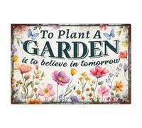 WADORN Plaque Métallique Vintage de Jardinage Fleur Sauvage, 20x30cm Plaque Murale Humoristique Rétro Planter un Jardin C'Est Croire Demain Cadeau de Jardinier Décor Murale Affiche de Printemps