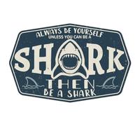 WADORN Plaque Métallique Vintage de Requin, 38x24.4cm Plaque Métallique Rétro 'Soyez Vous Même Sauf Si Vous Pouvez Être un Requin' Affiche Humoristique D'Animal de L'Océan pour Maison Bureau Club