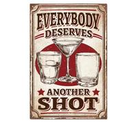 WADORN Plaque Métallique Vintage en Verre à Vin, Plaque Murale Humoristique en Étain pour Bar Caverne D'Homme Verre à Vin Tout le Monde Mérite un Autre Coup Décoration pour Maison 20x30cm