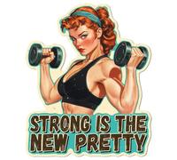 WADORN Plaque Métallique Vintage Fitness Girl, 33.8x28cm Plaque Murale Humoristique Rétro en Étain Motif Gym 'Strong Is The New' pour Décoration de Maison Pub Caverne D'Homme