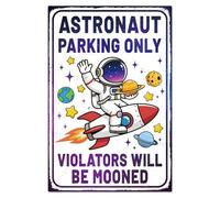 WADORN Plaque Métallique Vintage Outer Space, 20x30cm Plaque Murale Rétro en Métal avec Inscription Astronaut Parking Only Décoration Amusante pour Maison Chambre Bar Club Pub Garage