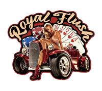 WADORN Plaque Métallique Vintage une Pin Up de Poker, Plaque Murale Humoristique en Étain pour Salle de Poker Bar Club Maison Voiture de Poker Femmes Sexy Décoration pour Homme Cave Pub, 34.4x28cm