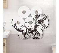 WADORN Porte Papier Toilette en Métal Dinosaure, Amusant Rangement de Papier Toilette Décoratif en Métal Dinosaure pour 8 Rouleau Supplémentaire Organiseur Mural Amusant et Autonome pour Armoire