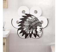WADORN Porte Papier Toilette en Métal Portrait Tribal, Rangement Décoratif Papier Toilette en Métal Tribal Noir pour 8 Rouleau Supplémentaire Organiseur Mural Amusant et Autonome pour Salle de Bain