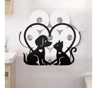 WADORN Porte Papier Toilette en Métal pour Chien et Chat pour 8 Rouleau Supplémentaire Rangement Mural Décoratif pour Papier Toilette Animaux Noirs pour Salle de Bain Maison Bureau