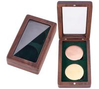 WADORN Présentoir à Pièces de Défi à 2 Emplacement, 4.5x3.3cm Boîte à Monnaie en Bois avec Fenêtre Transparente Étui de Protection pour Collectionneurs Médailles Badges Roches