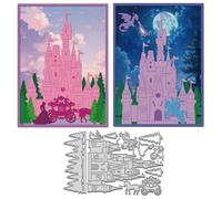 WADORN Princesse Château Chevalier Pochoirs de Découpe en Métal, Contes de Fées Pochoir de Gaufrage en Forme Calèche et de Dragon Modèle de Découpe pour DIY Scrapbooking Papier