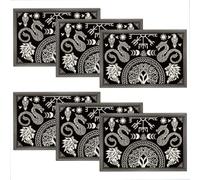 WADORN Set de 6 Set de Table Black Viking, 45x30cm Sets de Table Esthétiques Runes Drakkar Celtiques Motif Arbre de Vie Corbeau Dragon Lavables pour Maison Cuisine Vacances Mythologie Vegvsir Fête