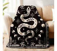WADORN Snake Throw Blanket, Gothic Moon Phase Throw Blankets Boho Divination Witchy Fuzzy Soft Flannel Fleece Blanket Gifts for Office Bedroom Holiday Home Living Room Sofa Bed Couch, 150x130cm