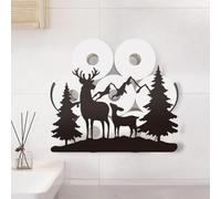 WADORN Support de Rouleau Porte Papier Hygiénique de Cerf, Rangement Mural en Métal de Papier Toilette Animaux de Forêt Support Mural Amusant Porte Rouleau pour 8 Rouleau Supplémentaire Salle de Bain