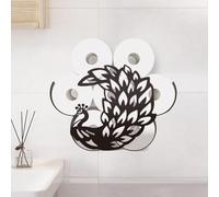 WADORN Support de Rouleau Porte Papier Paon, Rangement Mural en Métal Papier Toilette d'animal de Paon Amusant Support Mural de Papier Toilette pour 8 Rouleau Supplémentaire pour Salle de Bain