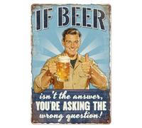 WADORN Vintage bière métal étain signe, 20x30cm Si la bière n'est pas la réponse posez la mauvaise question Art mural rétro signe drôle homme décor cadeaux plaque pour bar sous-sol garage Mancave